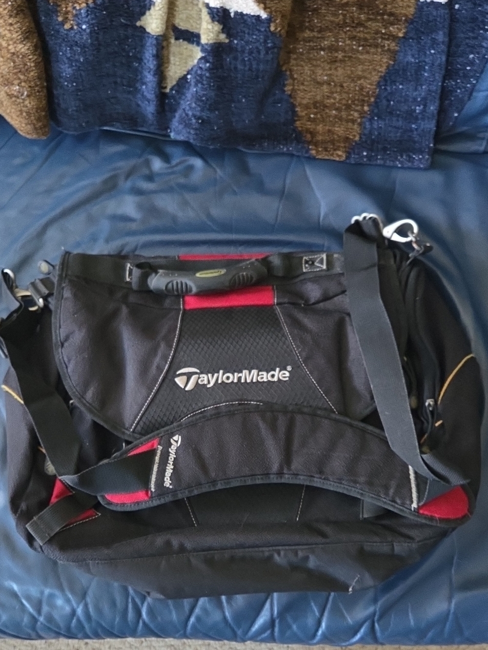 TaylorMade Black and Red Messenger Bag with Shoulder Strap